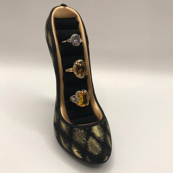 Set of 3 Silver & Gold-Tone with Faceted Gems Rings - Picture 2 of 12